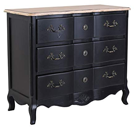 Chateau en Provence – Barockkommode Schwarz, Antik Schubladenschrank im Landhausstil hma053 Palazzo Exklusiv