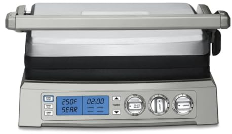 Cuisinart 6-in-1 Elite Griddler, Electric Grill, Griddle & Top Melt, 500°F Temperature Sear Function, LCD Screen, Dishwasher-Safe Cooking Plates, GR-300WSP1, Stainless Steel