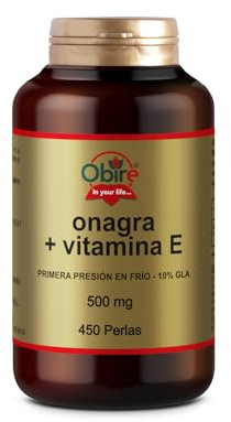 Obire | Perlas de Aceite de Onagra 500 mg | 450 Perlas | Soporte Natural para el Ciclo Menstrual | 10% GLA | Omega 3, 6, 9 | Vitamina E