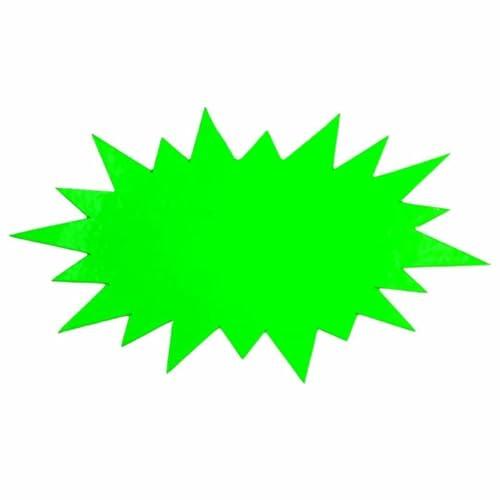 10 Stück Fluoreszierende Preisetiketten Aufkleber – Karton mit Laminat – Selbstklebende Preisschilder 180x100 mm Sternform – Für Flohmarkt Zubehör, Supermarkt, Werbung, Sale