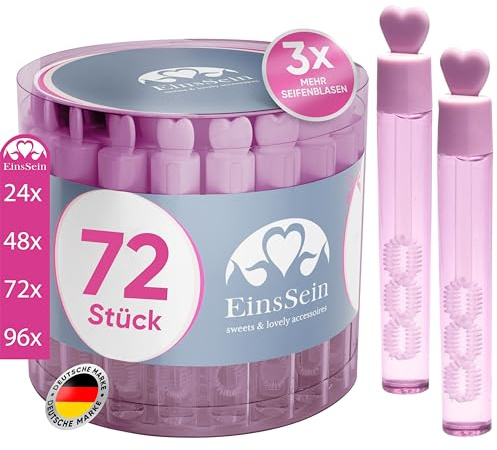 EinsSein 72x Seifenblasen Hochzeit Lovegläschen Set rosa | Gastgeschenke für die goldene Hochzeit Taufe Geburtstag Valentinstag Verlobung Party| Hochzeitsseifenblasen mit Freudentränen kombinieren |