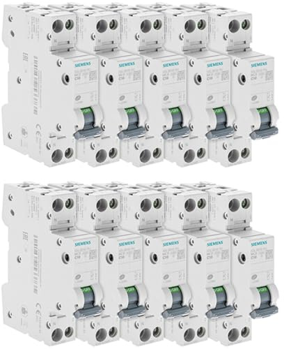 SIEMENS - Lot De 10 Disjoncteurs Électriques Phase + Neutre 10A