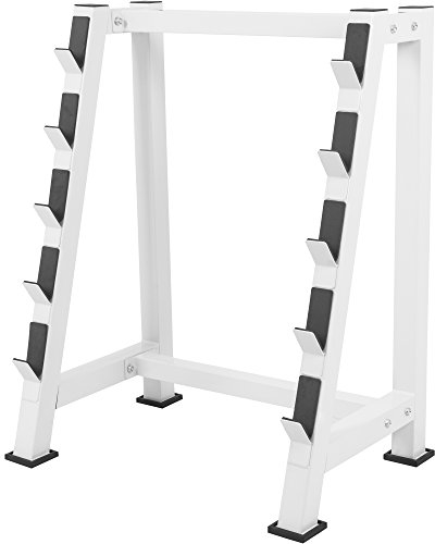 GORILLA SPORTS® Hantelständer - für Langhantelstangen, 5 Ablagen, bis 500 kg Belastbar, aus Stahl, Schwarz/Weiß- Hantelablage, Langhantel Rack, Hantel Ständer, Krafttraining (Weiß)