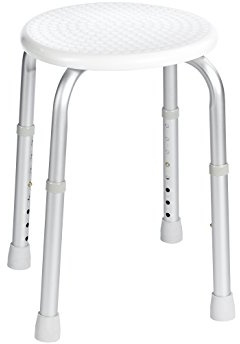 RIDDER Assistent A00603101 Bad-Hocker rund, Rundhocker, Hocker höhenverstellbar, weiß, ca. Ø 34x35-53 cm