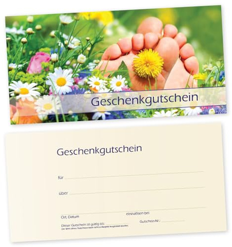 50 Fußpflege – Gutscheinkarten SOMMERWIESE Gutscheine Geschenkgutscheine