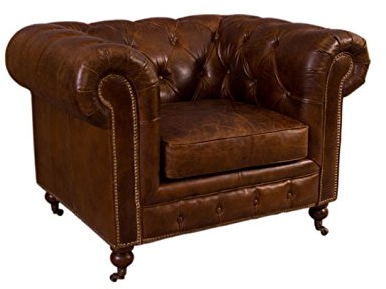 Clubsessel Chesterfield Vintage-Leder Vintage Cigar Dunkelbraun