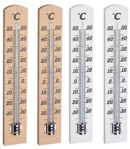 TFA Dostmann 95.1031 Juego de termómetro de Madera, Haya, Natural/Blanco