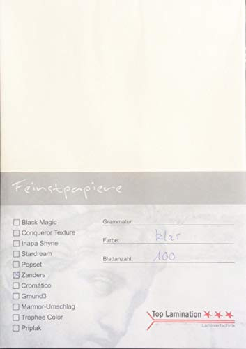 50 Blatt DIN A5 Transparentpapier klar - weiß 200g/m² von Top Lamination exzellente Durchsicht, sehr gute Qualität Pergamentpapier, Basteln