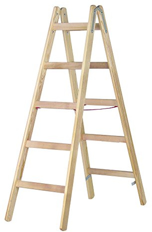 Hymer 7141010 Holz-Sprossenstehleiter, 2x5 Sprossen