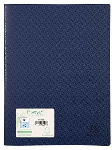Exacompta 884572E Sichtmappe (Recycling PP 700µ, 40 Hüllen (80 Ansichten) hohe Stabilität, Körnung mit Bambuseffekt) 1 Stück blau