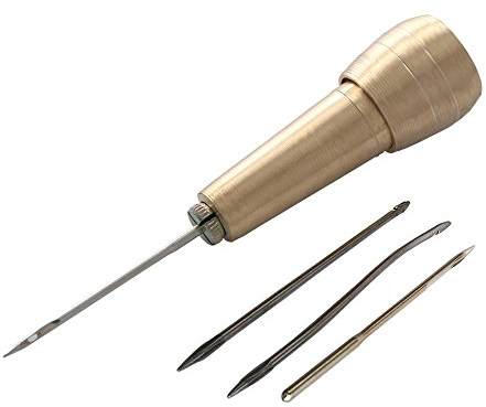 Rame con punteruolo 4 Aghi da Cucito a Stitcher'Shoe Repair Tool Kit per riparazioni Fai da Te, in Pelle, da Donna, in Tela, Colore: Oro