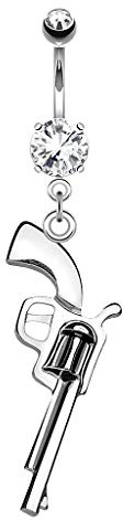 Piersando Bauchnabelpiercing Banane Kristall Stecker Pistole Revolver Anhänger