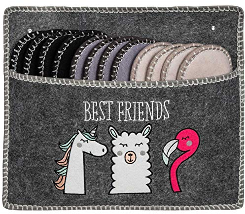 ONVAYA® ABS Gästepantoffel | Lama Flamingo Einhorn | 6er Set | Antirutsch Sohle | Hausschuhe | Filzpantoffel | Gr. 36-45 Gästehausschuhe (Best Friends)