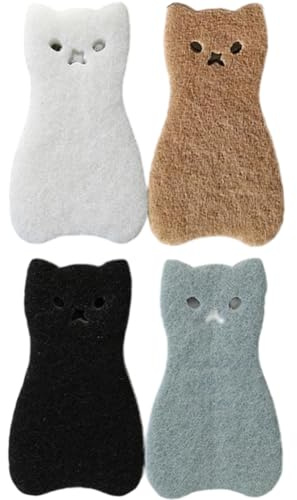 AMOYER 4pcs / Set netten Katze-Form-Schwamm-Scheuerschwämme Dish Washing hohe Dichte magischen Schwamm Küchenhelfer