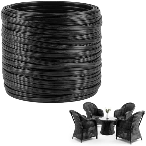 60m - 65m Mhome Kunststoff gewebtes Rattan Reparaturmaterial für Outdoor Garten Terrasse Möbel Langlebige Weidenbank Stuhl Tisch Reparatursets (schwarz)