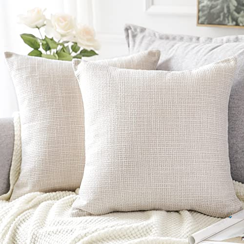 Artscope uppsättning av 2 örngott enfärgat överdrag för prydnadskudde, linne, kuddfodral, modern dekorativ kudde, kuddfodral-set, kuddfodral för soffa, sovrum, heminredning 50 x 50 cm, beige