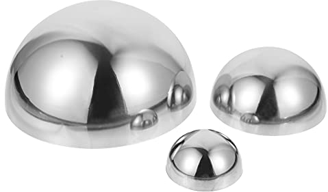 Cabilock 3 Stücke Edelstahlkugeln Garten Dekokugel Silber Halbkugel Edelstahl Gartenkugel Rasen Spiegelkugel Hohlkugel Schwimmkugel Metallkugeln Vogelschreck Gartendeko Kugel Ball für Pool Teich Deko