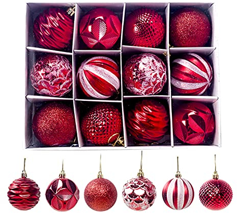 Bodhi2000 Weihnachtskugeln, Glitzerkugel, umweltfreundlich, wasserdicht, PVC, dekorative Glitzerkugeln, Zubehör für Zuhause, Rot