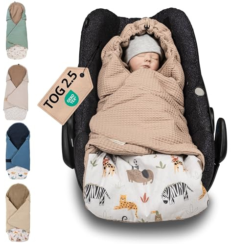 ULLENBOOM Einschlagdecke für die Babyschale - Ideal für Herbst & Winter | TOG 2.5, Oberstoff: 100% Baumwolle, gefüttert, OEKO-TEX zertifiziert, Einfaches öffnen & schließen, Made in EU, Waschbar