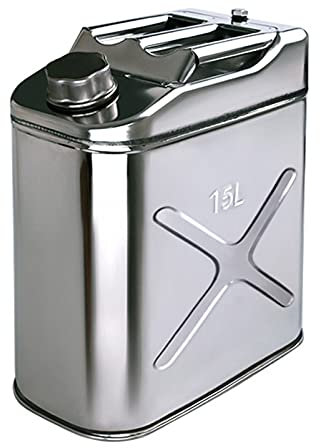 LOUFOU Kraftstoffkanister Vertikal 10L/15L/20L Benzin-Dieselkanister Tragbarer Benzineimer aus Edelstahl 304 mit 3 Griffen Entlüftung und flexiblem Auslauf-Kit