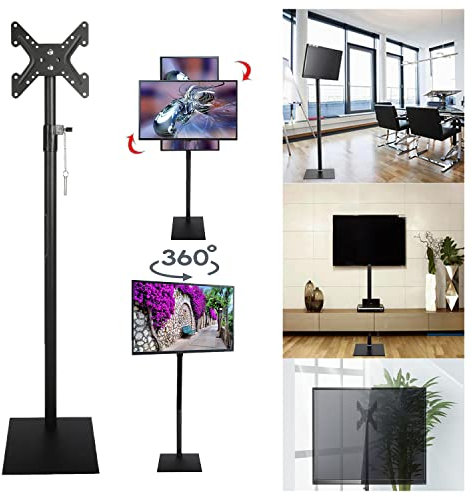 MYOYAY Supporto universale girevole per TV, inclinabile, autoportante, con altezza regolabile a 360 gradi, supporto per TV da pavimento per TV da 12 a 43 pollici