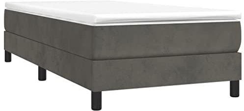 VidaXL Ramsäng i Mörkgrått Sammet - 90x190 cm Enkelsäng