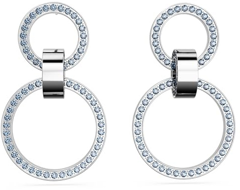 Swarovski Hollow Ohrhänger, Weiße und Rhodinierte Hängeohrringe mit Strahlenden Swarovski Kristallen