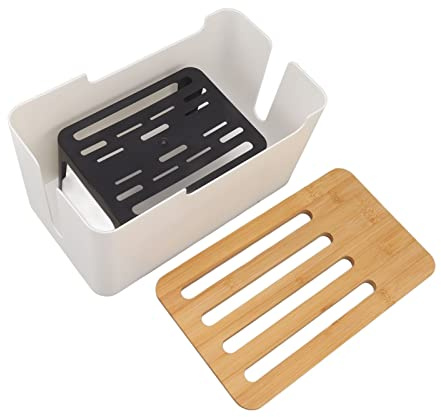 Jauarta Caja de almacenamiento para enrutador, gran espacio, cubierta de brocas con múltiples agujeros, organizador de enrutador WiFi para el hogar
