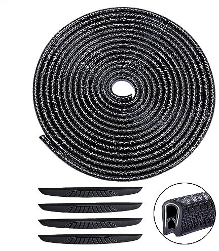 Dutreg 10 Mètres Protection Porte de Voiture, Noir Protection de en Caoutchouc Joint en U avec 4 Pièces D'autocollant de Protection de Bord de Porte Pour Berline, Camion, Suv