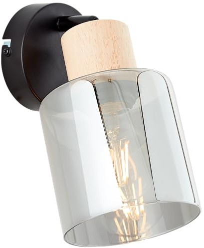Lightbox schicker Wandspot - 20 x 11 x 20 cm - Wandstrahler mit | Wandspot, 20 x 11 x 20 cm, E27, max. 40W, schwenkbar, Metall/Glas/Holz