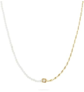 JETTE Damen-Kette 925er Silber 8 Zirkonia One Size, Gelbgold 32025942