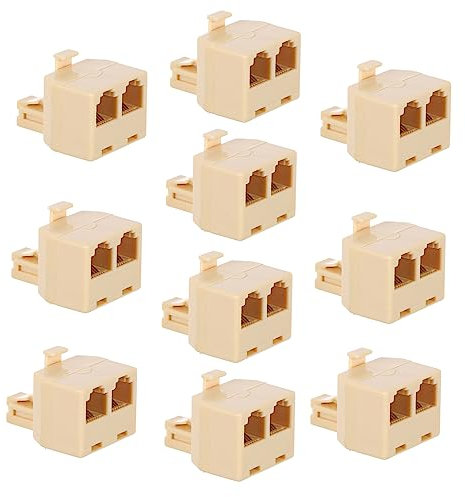 Gatuida 10pcs Socket Adapter Two Way Phone Line Splitter for Telephones Home Corded Cable Adapter