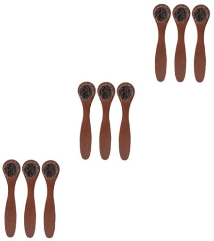 SAFIGLE 9piezas Cepillos De Madera Mango para Pulir y Limpiar Zapatillas De Cepillo De Cerdas De Caballo para Hombres y Mujeres