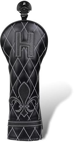Golf Club Wood Head covers for Driver/Fairway/Hybrid/Iron/1FH Black PU Leather Iris Pattern
