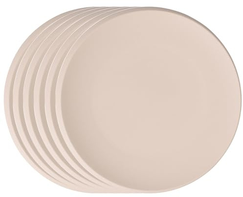 Villeroy & Boch NewMoon Beige Platzteller 6er Set, 29 cm, Beiger Teller mit Halbmond-Tellerrand, Premium Porzellan