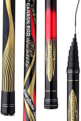 AYKANING Fishing Stipprute,Teleskop Angelrute Teleskophohe Hohe Carbon Ultra Light Super Hard Pole 8m 9m 10m 11m 12m 13m 14m 15m 16m Langer Abschnitt Angelrute(8m)