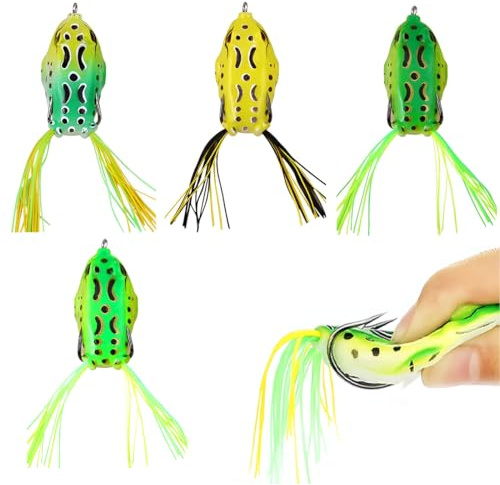 4 Stück weicher Donnerfrosch, 3D-Augenhaken mit drehbarem Schwanz zum Angeln