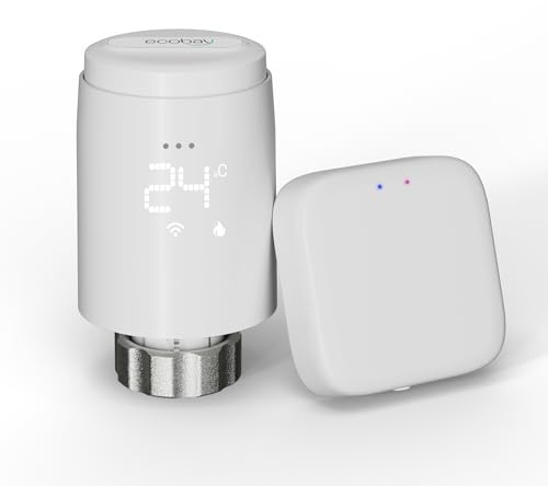 ECOBAY Smartes Heizkörperthermostat mit Gateway, Zigbee TRV Starter Kit, Heizungsthermostat, Tuya APP- und Sprachsteuerung (Alexa, Google Assistant), Energiesparen