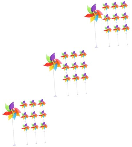 POPETPOP 30 Pièces Moulin à Vent coloré Moulin à Vent de Bureau Jouet de Moulin à Vent moulinets Arc-en-Ciel Moulinet DIY éoliennes pour Le Jardin Moulin à Vent décoratif Plastique