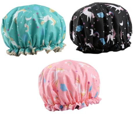 Healvian Portable Waterproof Shower Cap Hair Cap for Sleeping Beanie Hat Shower Hat for Boys and Girls Women Set