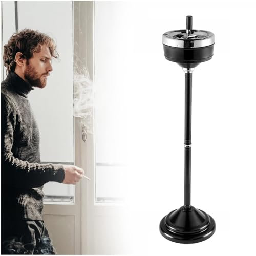GUODDM Bodenstehender Aschenbecher Für Den Innen Und Außenbereich, Außenaschenbecher Für Zigaretten, Standaschenbecher, Intelligenter Aschenbecher, Zigarrenaschenbecherständer(Black)