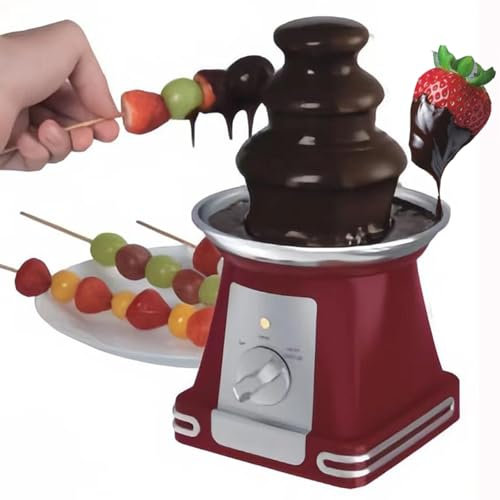 3 Tier Electric Chocolate Fountain, Chocolate Fondue Fountain, Melting Machine Mini Chocolate Fondue Chocolate Waterfall Machine, Detachable Melted Cheese, Queso, Candy, and Liqueur