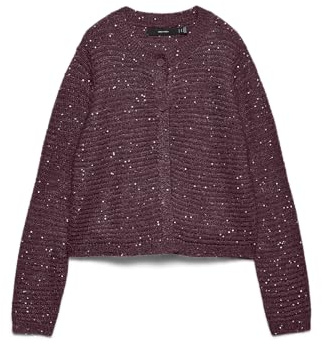 VERO MODA O-Neck Vmleilani Stitch Ls Cardigan à col Rond, Vin, S Femme