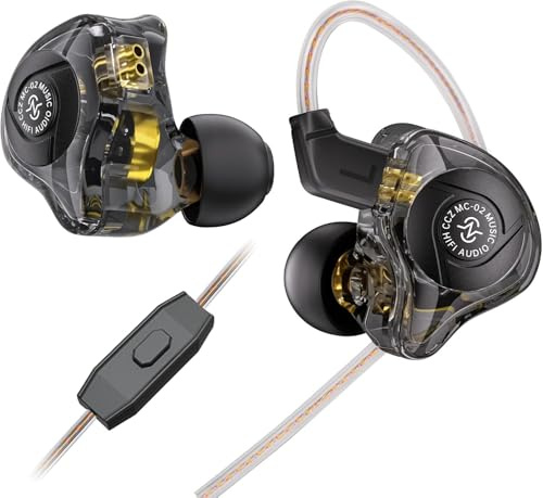 keephifi CCZ MC02 Trådbundna hörlurar, 10 mm, dubbla magneter, DD, gaminghörlurar, in-ear-hörlurar med mikrofon, med 3,5 mm-uttag, djup bas, PET-membran, IEM för gaming, PS5