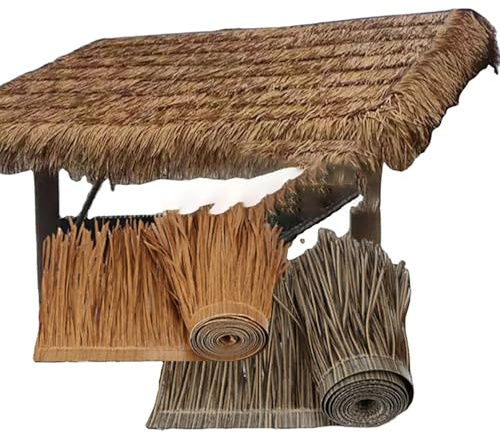 GQZJY Rollo de Paja Artificial para Techo de jardín Tiki Bar Roof Rollo de Paja Decorativa para Techo de Paja, Artificial Palm Leaves para cercas, terrazas, Decora(Size:2m/6.5ft,Color:Gris)