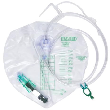 154002 Drainage Bag with Anti-Reflux Chamber, 2000mL (3-Pack)