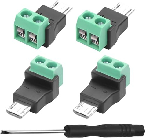 QIANRENON Connettore di ricarica micro USB a 2 pin, senza saldatura, adattatore da micro USB maschio a 2 pin, adattatore a crimpare 5 V 3 A MicroUSB 2.0 terminale a vite senza saldatura, non può