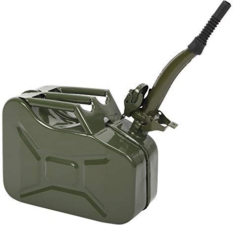 HOBBYZOO Jerrican Bidon Essence 10L Métal avec Bec Verseur, Réservoir Carburant Portable pour Essence, Diesel et Bioéthanol (Vert)
