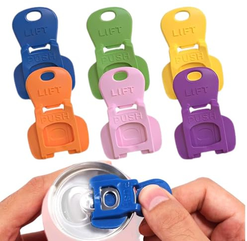 KEPYATI Paquete De 6 Abridores De Pestañas Fáciles, Abrelatas Y Cubierta Coloridos, Tapa Protectora De Latas De Bebidas De Plástico Para Cerveza De Coca