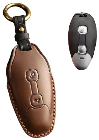 HIBEYO Guscio chiave moto adatto per Vespa GTV 300 GTS 300 GTS300 GTV300 2023 2024 2025 pelle bovina moto custodia portachiavi portachiavi marrone